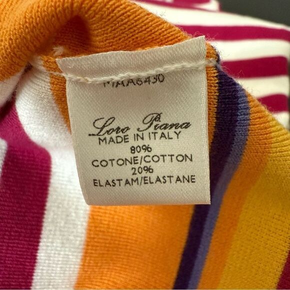 Loro Piana Tank Top Sz 46 White Fuchsia Striped Sleeveless N Neck Stretch Summer - Picture 11 of 14